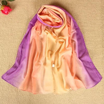 Women Fashion Gradient Color Chiffon Square Scarf