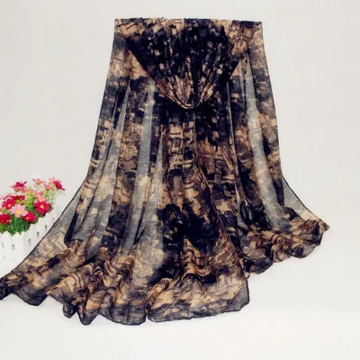Women Graffiti Color Print Fashion Long Scarf