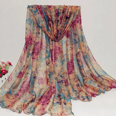 Women Graffiti Color Print Fashion Long Scarf
