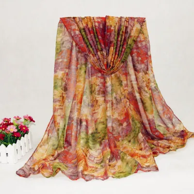 Women Graffiti Color Print Fashion Long Scarf