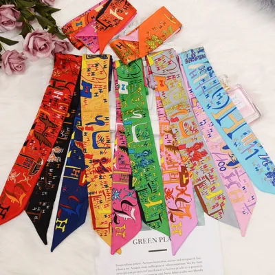Women Retro Graphic Print Skinny Neckerchief