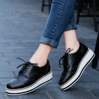 Size:4.5-12 Women Fashion Leather Mid Heel Loafers