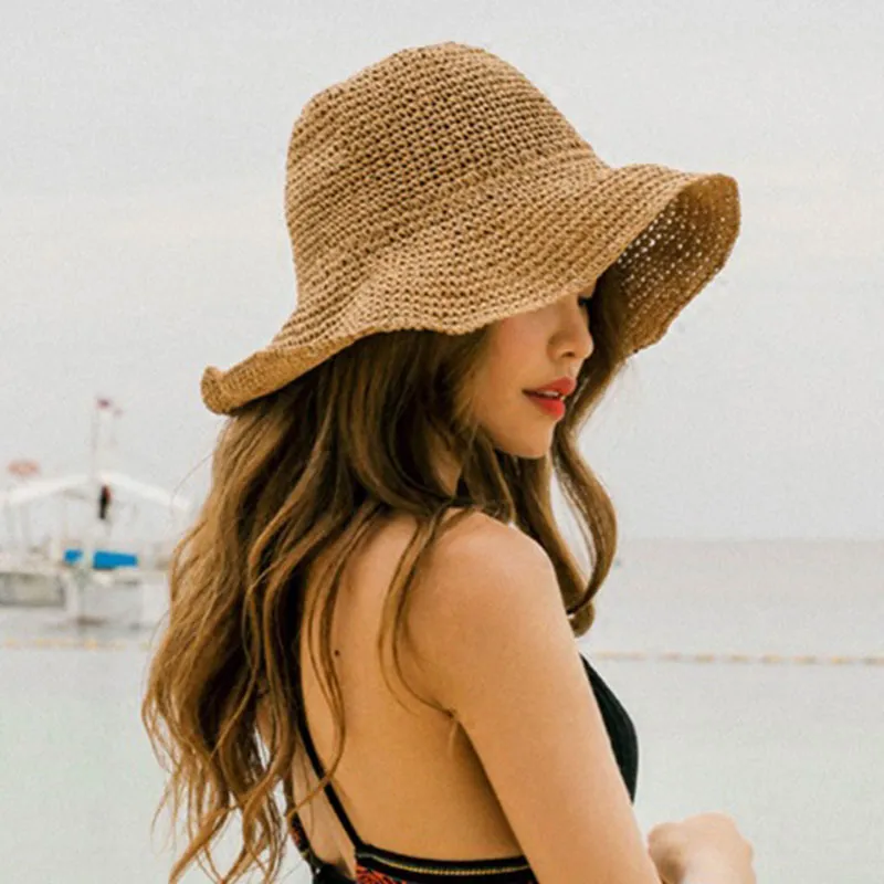 Women Casual Summer Sun-protective Wide Brim Straw Hat