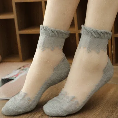 10 Pairs Women Lace Breathable Cotton Socks Set