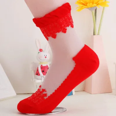 10 Pairs Women Lace Breathable Cotton Socks Set