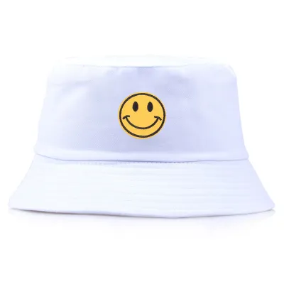 Classic Smile Face Embroidery Sun Protection Bucket Hat