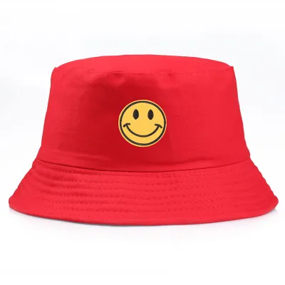 Classic Smile Face Embroidery Sun Protection Bucket Hat