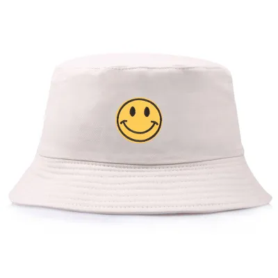 Classic Smile Face Embroidery Sun Protection Bucket Hat