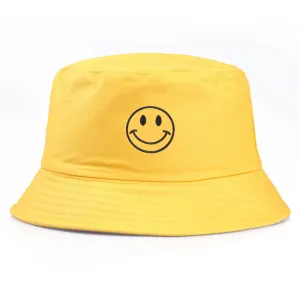 Classic Smile Face Embroidery Sun Protection Bucket Hat