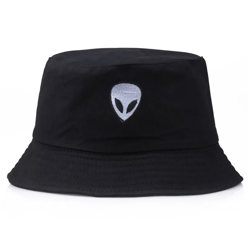 Women Summer Alien Embroidery Sun Protection Bucket Hat