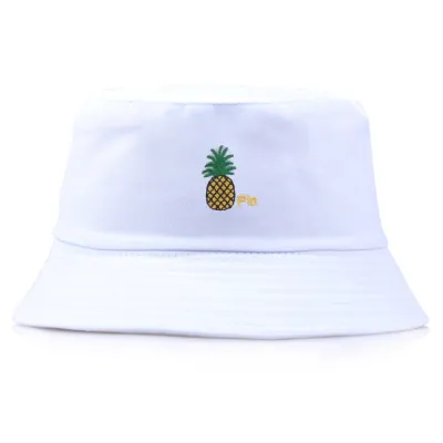 Women Summer Leisure Fruit Pineapple Print Cotton Bucket Hat