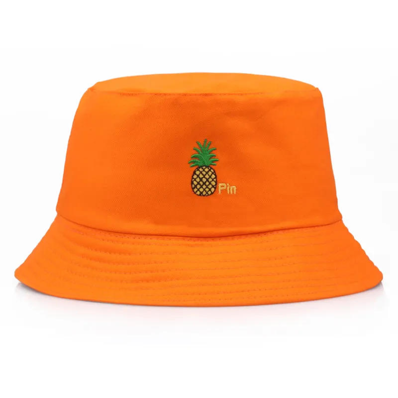 Women Summer Leisure Fruit Pineapple Print Cotton Bucket Hat