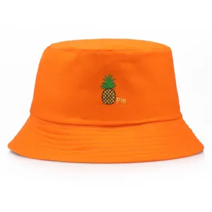 Women Summer Leisure Fruit Pineapple Print Cotton Bucket Hat