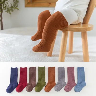 Kids Fashion Autumn And Winter Solid Color Cotton Breathable Knee Socks