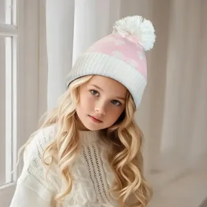 Kids Fashion Autumn Winter Double-Layer Knitted Fleece-Lined Hat Cartoon Cute Sweet Princess
