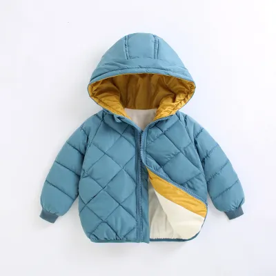 Kids Boys And Girls Fall Winter Cotton Padded Fleece Lined Warm Long Sleeve Hoodies Coat Unisex