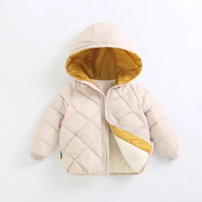 Kids Boys And Girls Fall Winter Cotton Padded Fleece Lined Warm Long Sleeve Hoodies Coat Unisex