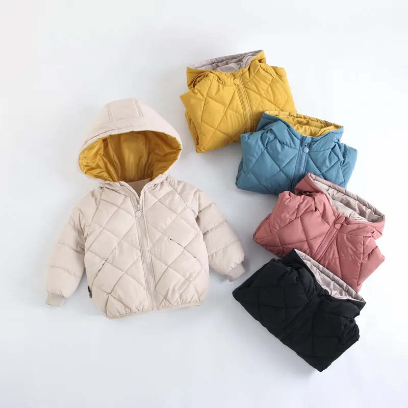 Kids Boys And Girls Fall Winter Cotton Padded Fleece Lined Warm Long Sleeve Hoodies Coat Unisex