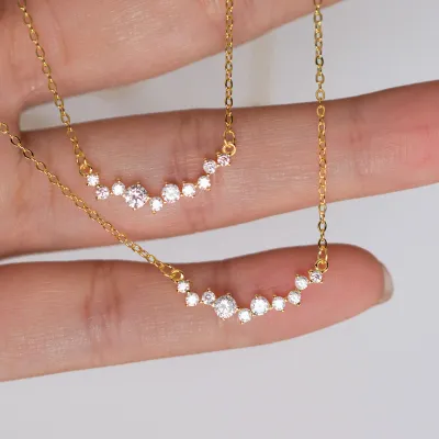 Women Fashion Simple S925 Sterling Silver Zircon Necklace
