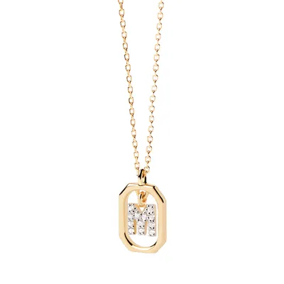 Women Fashion Simple Mini Small Rhinestone 26 Alphabet Sterling Silver Necklace
