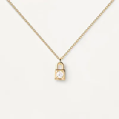 Women Fashion Rhinestone Lock Love Key S925 Sterling Silver Necklace