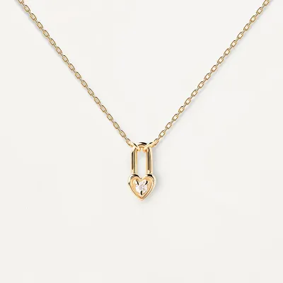 Women Fashion Rhinestone Lock Love Key S925 Sterling Silver Necklace