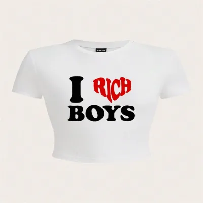 Women Fashion Sexy Printed Short-Sleeve Slim-Fit Polyester T-Shirt
