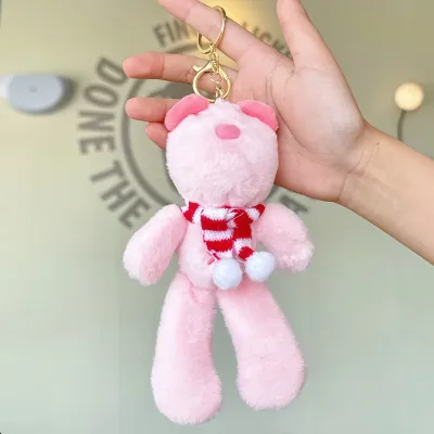Women Fashion Cute Bear Doll Bag Pendant Keychain Plush 15cm High