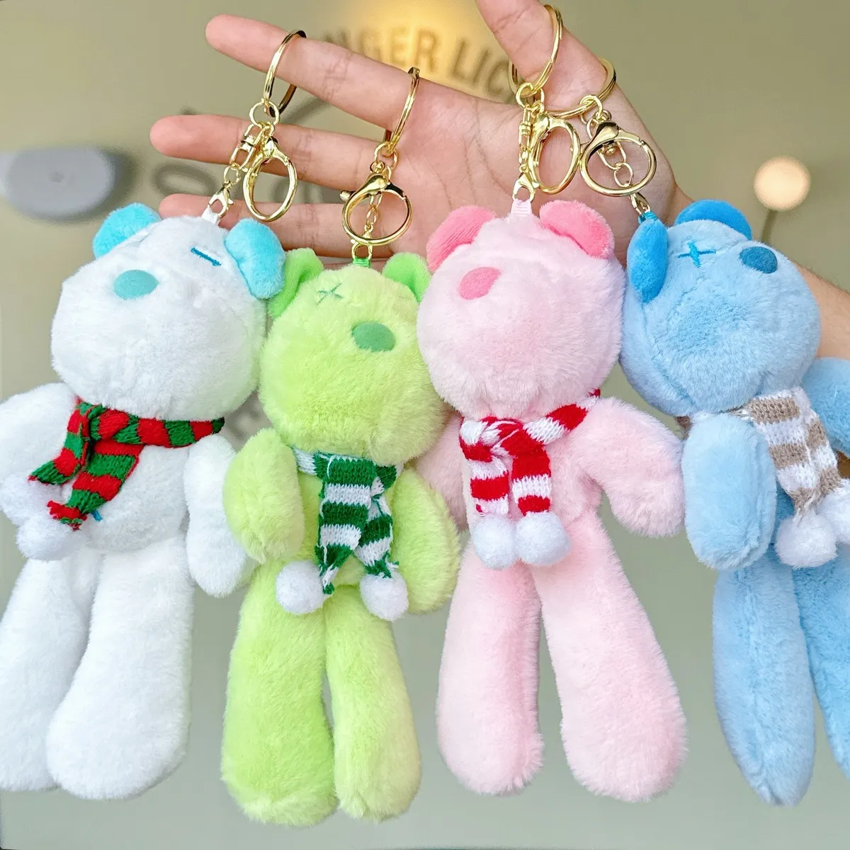 Women Fashion Cute Bear Doll Bag Pendant Keychain Plush 15cm High