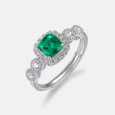 Women Fashion Elegant Rhinestone S925 Silver Vintage Geometric Ring