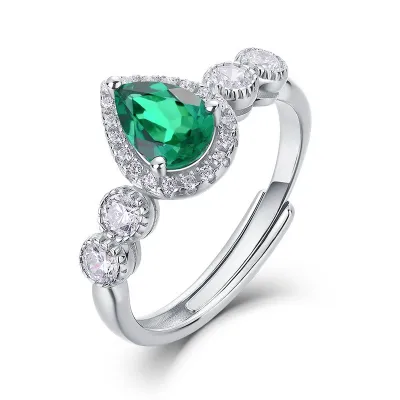 Women Fashion Elegant Rhinestone S925 Silver Vintage Geometric Ring