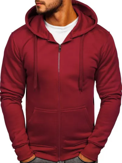 Men Fashion Casual Solid Color Fleece Zipper Long-Sleeve Hoodies Cardigan