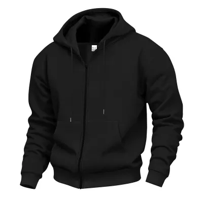 Men Fashion Casual Autumn Winter Solid Color Waterproof Zipper Long-Sleeve Multi-Pocket Cardigan Hoodies