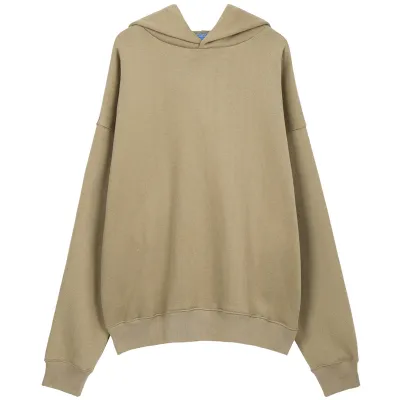 Men Casual Solid Color Fleece-Lined Long-Sleeve Loose Hoodie