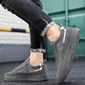Men Fashion Casual Round Toe Soft-Soled Lace-Up Wear-Resistant Low Top Sneakers