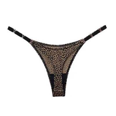 Women Fashion Sexy Solid Color Metal Buckle Ice Silk Low Waist Thong