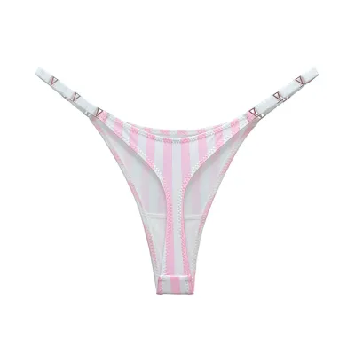 Women Fashion Sexy Solid Color Metal Buckle Ice Silk Low Waist Thong