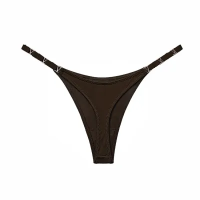 Women Fashion Sexy Solid Color Metal Buckle Ice Silk Low Waist Thong