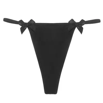 Women Sexy Solid Color Bowknot Thong Panties