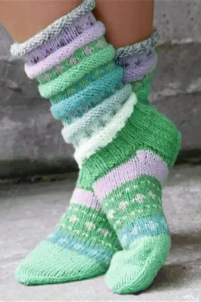 Autumn And Winter Warm Color Matching Knitted Wool Socks