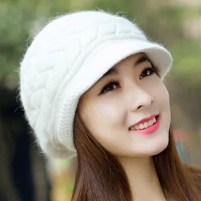 Women Solid Autumn Winter Warm Knitted Beanie Acrylic