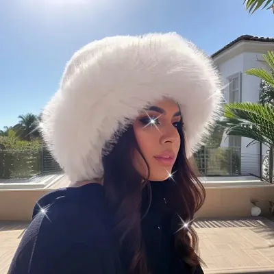 Plush Women Autumn And Winter Cold-Proof Solid Color Bucket Hat