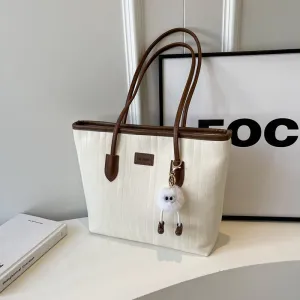 Women Casual Large Capacity Pendant PU Tote Bag with Zipper