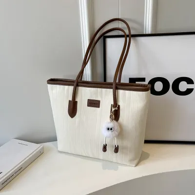Women Casual Large Capacity Pendant PU Tote Bag with Zipper