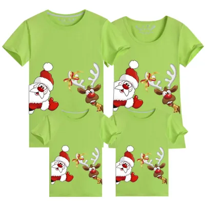 Parent-Child Christmas Red Short Sleeve Cotton T-Shirt