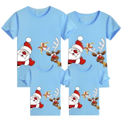Parent-Child Christmas Red Short Sleeve Cotton T-Shirt