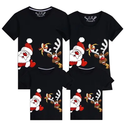 Parent-Child Christmas Red Short Sleeve Cotton T-Shirt