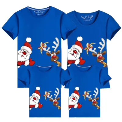 Parent-Child Christmas Red Short Sleeve Cotton T-Shirt