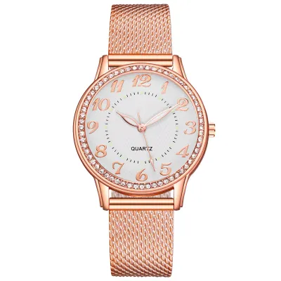 Women's Fashion Rhinestone Luminous Quartz Watch with Silicone Strap