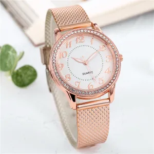 Women's Fashion Rhinestone Luminous Quartz Watch with Silicone Strap